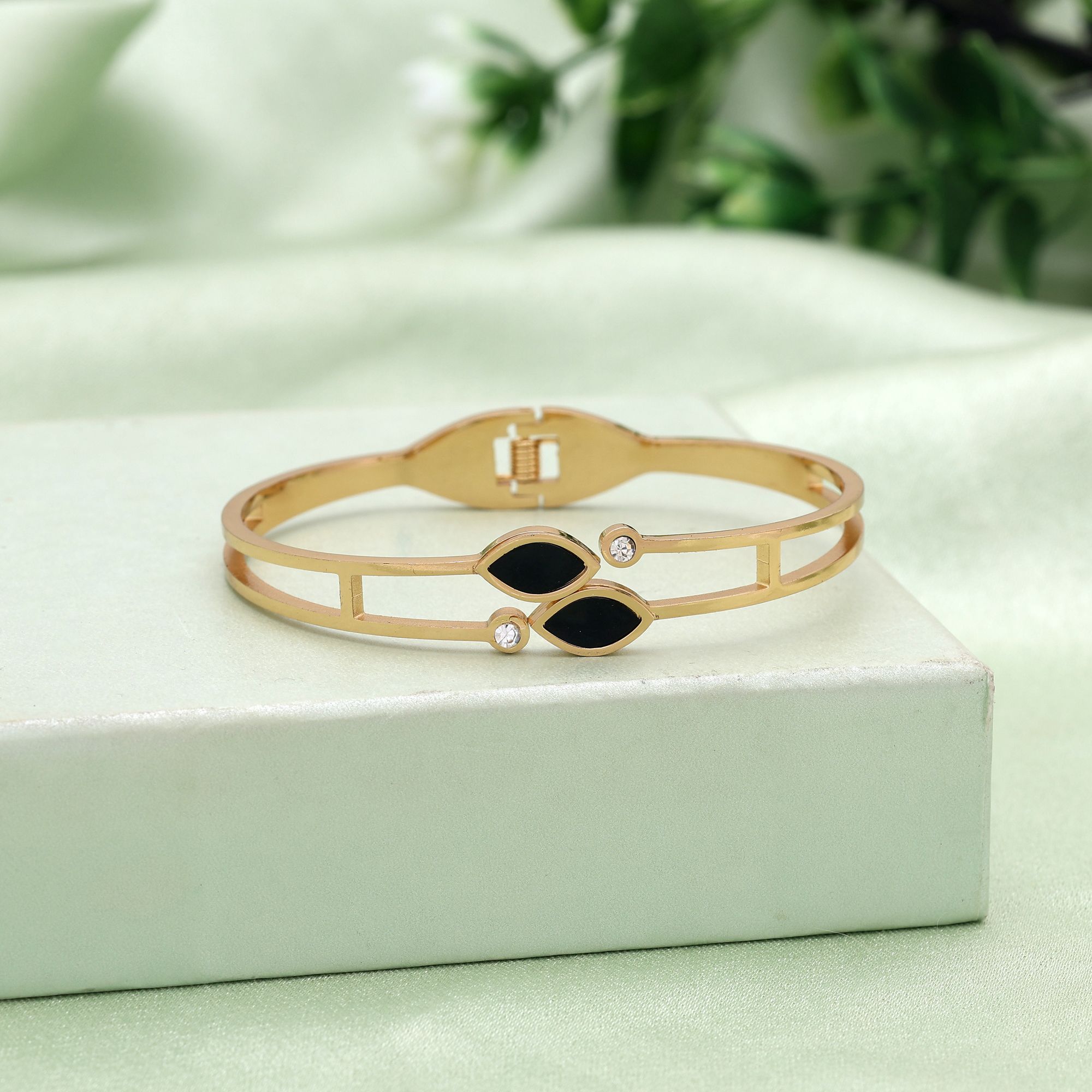 HOB Gold Color American Diamond Anti Tarnish Bracelet Ideal For Gifting And Special Occasions Gold Color American Diamond Anti Tarnish Bracelet Ideal For Gifting And Special Occasions - Image 1