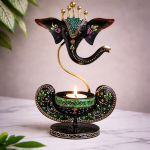Iron Ganesha Tealight Holder – 11 Inch (Black)