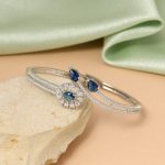 Blue Color Elegant Openable American Diamond Bracelet For Party And Festive Wear - Image 3