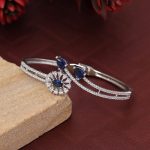 Blue Color Elegant Openable American Diamond Bracelet For Party And Festive Wear