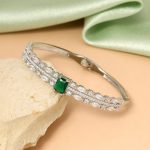 Green Color Designer Openable American Diamond Bracelet For Traditional And Modern Look - Image 3