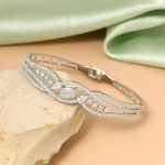 Silver Color Glamorous Openable American Diamond Bracelet For Party And Celebration Look - Image 3