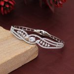 Silver Color Glamorous Openable American Diamond Bracelet For Party And Celebration Look