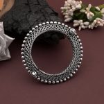 Antique Look Silver Color Oxidised Openable Bracelet With Bold Design - Image 3
