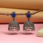 Gorgeous Blue Color Oxidised Earrings Designed For Brides, Cultural Events, And Party Jewelry Collections - Blue