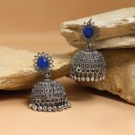Gorgeous Blue Color Oxidised Earrings Designed For Brides, Cultural Events, And Party Jewelry Collections - Blue - Image 2