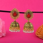 Beautiful Red Color Oxidised Earrings Perfect For Traditional Fashion Jewelry And Ethnic Occasions - red