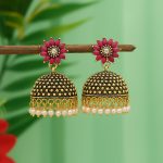 Beautiful Rani Color Oxidised Earrings Designed For Bridal Fashion Jewelry And Cultural Functions - Rani - Image 2