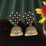 Stylish Black Color Oxidised Earrings Designed For Brides, Traditional Outfits, And Festive Fashion Jewelry - Black