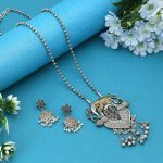 Rani & Green Color Dual Tone Oxidised Necklace Set With Beautifully Detailed Handcrafted Accents - Image 2