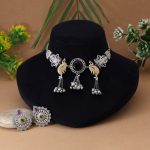 Multi Color Dual Tone Oxidised Necklace Set Enhanced With Artistic Motifs For Timeless Ethnic Charm