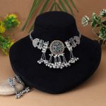 Multi Color Dual Tone Oxidised Necklace Set Designed For Bold Statement Traditional Fashion Appeal