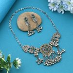 Multi Color Dual Tone Oxidised Necklace Set Designed For Bold Statement Traditional Fashion Appeal - Image 3