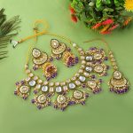 Regal Purple Color Kundan Necklace Set For Wedding Celebrations - Image 2