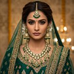 Elegant Green Color Kundan Necklace Set For Traditional Outfits - Image 5