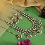 Ethnic White Color Kundan Necklace Set With Wedding Stone Details - Image 3