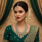 Ethnic White Color Kundan Necklace Set With Wedding Stone Details - Image 2