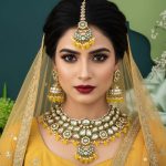 Sunshine Yellow Color Kundan Necklace Set For Cultural Ceremonies - Image 5