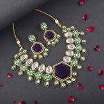 Gorgeous Purple Color Kundan Necklace Set with Premium Traditional Indian Craftsmanship - Image 3