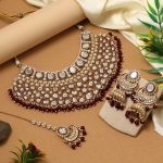 Royal Maroon Color Kundan Necklace Set Perfect For Brides And Festive Jewellery Looks - Image 3