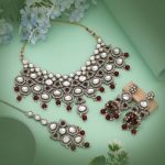 Elegant Maroon Color Kundan Necklace Set Crafted For Premium Traditional Fashion Lovers - Image 4
