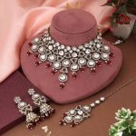Elegant Maroon Color Kundan Necklace Set Crafted For Premium Traditional Fashion Lovers