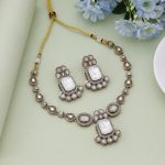 White Color Kundan Necklace Set Designed For Timeless Traditional Elegance - Image 2