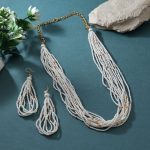 Traditional White Color Puwai Necklace Set With Graceful Pearl Detailing - Image 3