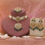 Green Color Choker Rajputi Jewellery Rani Haar Featuring Regal Craftsmanship