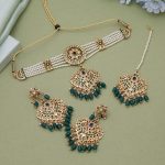 Green Color Choker Rajputi Jewellery Rani Haar Featuring Regal Craftsmanship - Image 2