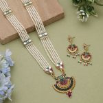 Multi Color Meena Work Rajputi Jewellery Rani Haar For Wedding Wear - Image 3