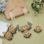 Green Color Rajputi Jewellery Rani Haar Featuring Traditional Charm - Image 2