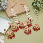 Red Color Rajputi Jewellery Rani Haar With Festive Bridal Look - Image 2
