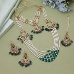 Green Color Rajputi Jewellery Rani Haar With Cultural Grandeur - Image 3