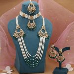 Green Color Rajputi Jewellery Rani Haar With Cultural Grandeur