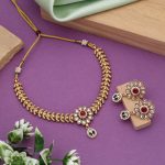 Rani & Green Color Matte Gold Necklace Set With Antique Finish Ethnic Elegance - Image 3