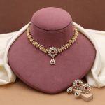 Rani & Green Color Matte Gold Necklace Set With Antique Finish Ethnic Elegance