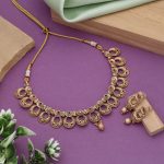 Rani & Green Color Matte Gold Necklace Set Designed For Statement Traditional Wear - Image 3