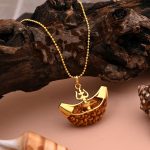 Gold Color Rudraksha Mala Chain Necklace Featuring Lord Shiva’S Trishul Charm