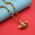 Gold Color Shiva Trishul Pendant Rudraksha Mala Chain Necklace For Blessings - Image 2