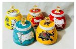 Metal Pichwai Print Jar – 4 Inch (Combo of 5) - Image 3