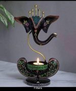 Iron Ganesha Tealight Holder – 11 Inch (Black) - Image 2