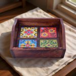 HOB Wooden 4 tile fitted tray (8 x 8 Inch)
